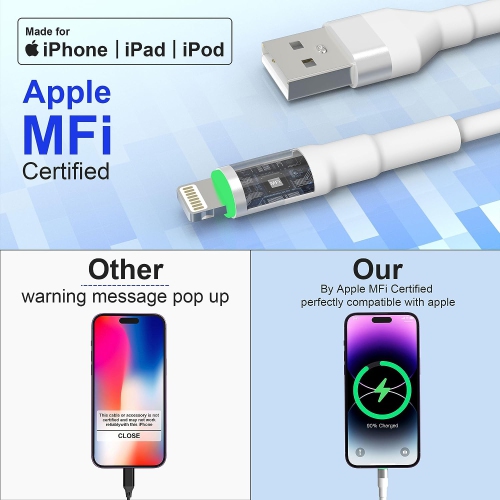 Coiled Lightning Cable White [MFi Certified] [Support Carplay], Apple Carplay Cable Coiled iPhone Charger Cable