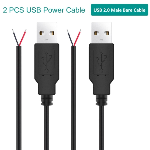 USB 2.0 Male Bare Cable Pigtail Open End Extension Cables 5V 3A Power Charge Wires DIY Connector Replacement Cable Cord