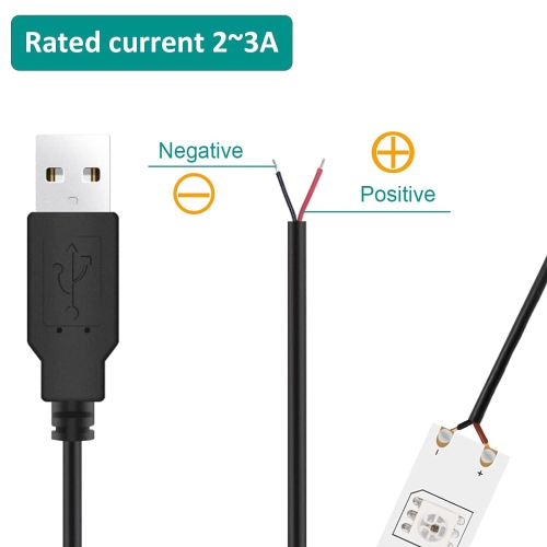 USB 2.0 Male Bare Cable Pigtail Open End Extension Cables 5V 3A Power Charge Wires DIY Connector Replacement Cable Cord