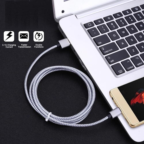 Long câble 10 pi USB vers USB C à chargement rapide, paquet de 2 câbles 3 A USB de type C tressés en nylon de qualité supérieure 10 pi