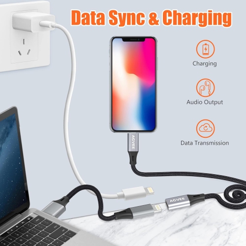 3.3ft Lightning Extension Cable, Braided Female to Male Extender Full Function Cord Compatible with iPhone iPad,