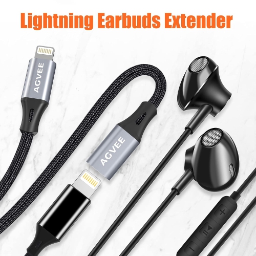 3.3ft Lightning Extension Cable, Braided Female to Male Extender Full Function Cord Compatible with iPhone iPad,