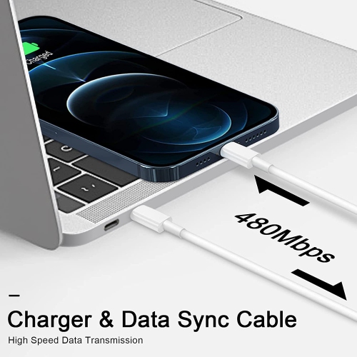 Paquet de 2 chargeurs rapides USB-C, adaptateur de chargement rapide de type C avec câble USB-C à Lightning de 3 pi [certifié MFI par Apple]
