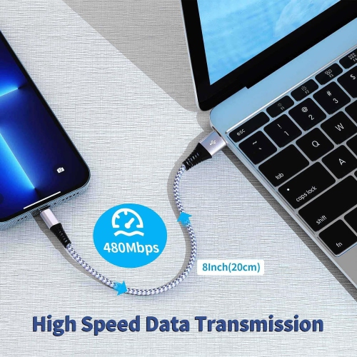 5 Pack Short Lightning Cable(8 Inch), [Apple MFi Certified] iPhone Fast Charging Cable,USB to Lightning High Speed Data