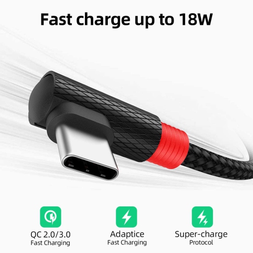 Right Angle USB C Cable 2Pack [1FT/0.3m] 18W Short 90 Degree USB 2.0 USB-C Fast Charging Data Sync Cable Nylon