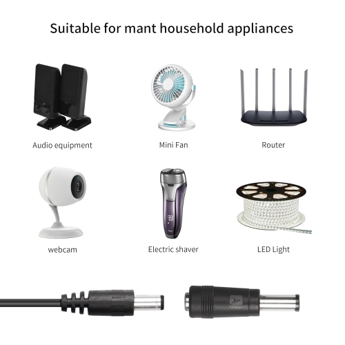 USB to DC Cable, 5V DC 5.5 x 2.1mm Jack Plug Power Cable Universal Charger Plug with 8 DC Adapter Connectors
