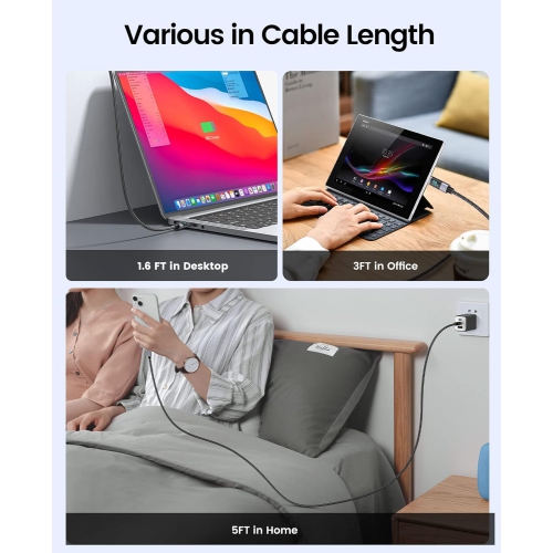 USB C to USB C Cable, PD100W LED Display Fast Charging Syncing Cord USB C Cord Compatible with MacBook Pro/ Air,