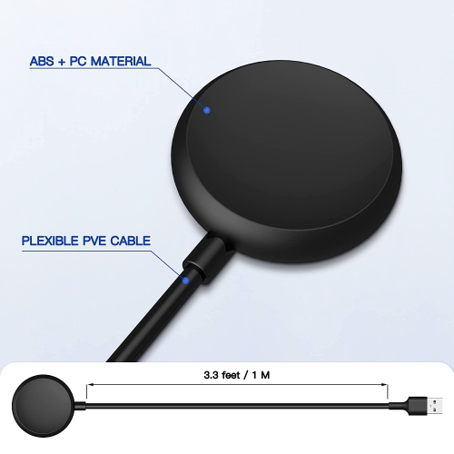 Câble de chargement USB compatible avec la montre Pixel Watch de Google (2, noir)