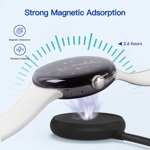 Câble de chargement USB compatible avec la montre Pixel Watch de Google (2, noir)