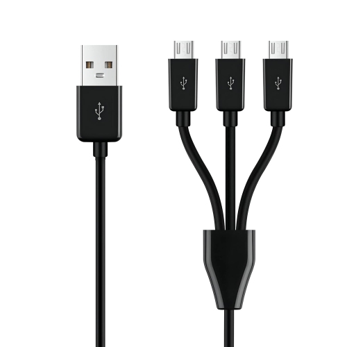 Short Micro USB Splitter Cable,3 in 1 USB 2.0 A Male to Three Micro USB Male Charging Cord Multi Micro USB