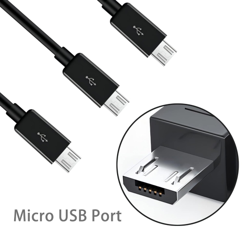 Short Micro USB Splitter Cable,3 in 1 USB 2.0 A Male to Three Micro USB Male Charging Cord Multi Micro USB