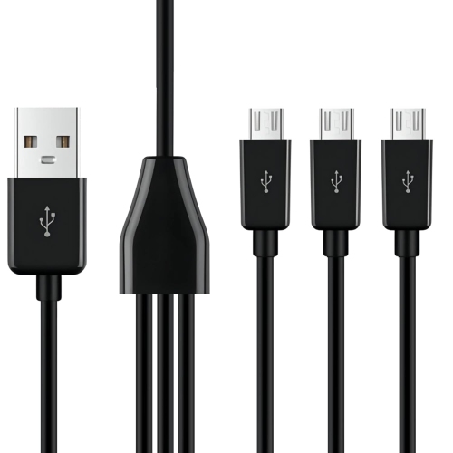 Short Micro USB Splitter Cable,3 in 1 USB 2.0 A Male to Three Micro USB Male Charging Cord Multi Micro USB