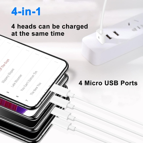 Short Micro USB Splitter Cable,3 in 1 USB 2.0 A Male to Three Micro USB Male Charging Cord Multi Micro USB