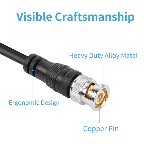 BNC Male to BNC Male Coaxial Cable Ultra Low Loss 50 ohm HD-SDI BNC Jumper Coax Extension Cable for Security