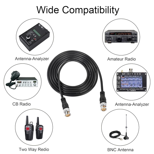 BNC Male to BNC Male Coaxial Cable Ultra Low Loss 50 ohm HD-SDI BNC Jumper Coax Extension Cable for Security