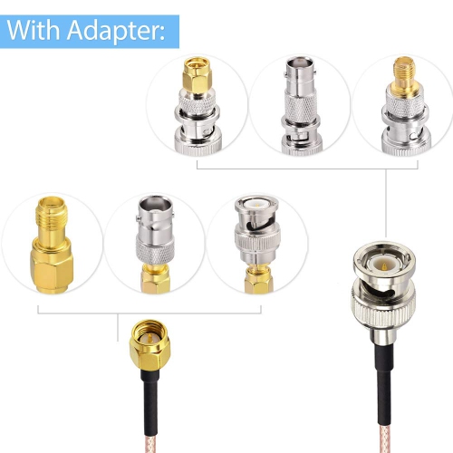 SMA Male to BNC Male Cable 6inches + 5pcs RF Coax Adapter Kit SMA to BNC Cable SMA BNC Adapter Cable Kit