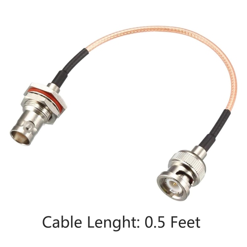 Coaxial Cable with BNC Bulkhead Female to BNC Male Connectors Low Loss Coax Cable RG316 50 Ohm 0.5 Ft
