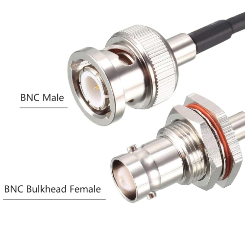 Coaxial Cable with BNC Bulkhead Female to BNC Male Connectors Low Loss Coax Cable RG316 50 Ohm 0.5 Ft