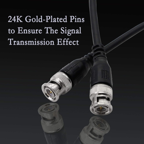 BNC Coaxial Cable, 3ft BNC Male to BNC Male Jumper 75-Ohm Cable Extension Connector, for Video Surveillance