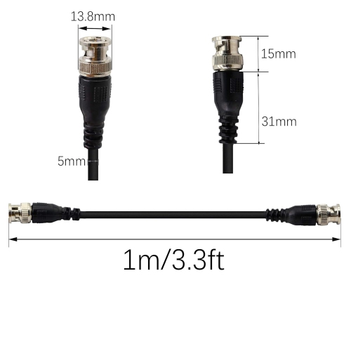 BNC Coaxial Cable, 3ft BNC Male to BNC Male Jumper 75-Ohm Cable Extension Connector, for Video Surveillance