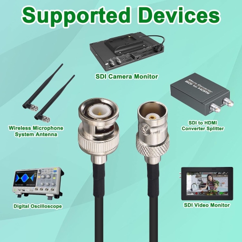 BNC Male to Female Extension Cable 16ft HD SDI Cable CCTV Extension Cable 50 Ohm RG174 for Ham Radio CCTV