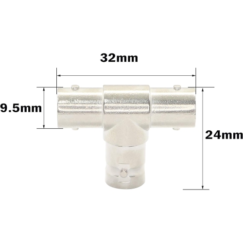 Répartiteur BNC à 3 voies,répartiteur de connecteur coaxial de type T femelle à femelle pour câble coaxial, CCTV,