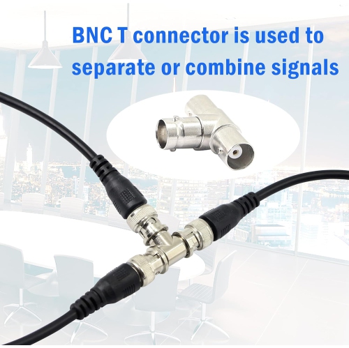 Répartiteur BNC à 3 voies,répartiteur de connecteur coaxial de type T femelle à femelle pour câble coaxial, CCTV,