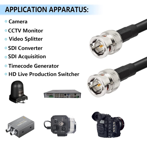 SDI Cable BNC Cable 3G/6G/12G SDI Cable 3ft Supports CCTV HD-SDI/3G-SDI/4K/8K Security Camera