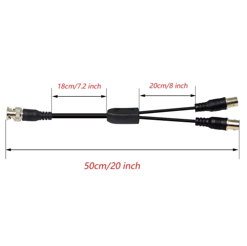 BNC Splitter Cable, BNC Female to Dual BNC Female Adapter Cable, BNC Coaxial Y Splitter Cable for CCTV System,