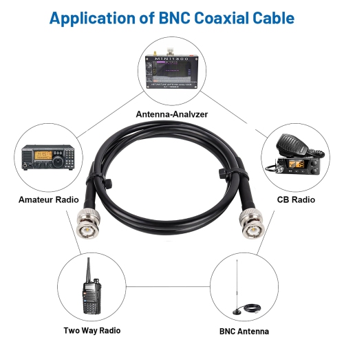 XRDS-RF 3FT BNC Male to BNC Male Coax Cable, BNC Male 50 Ohm RG58 Coaxial Cable