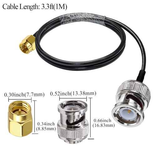 BNC to SMA Jumper Cable BNC Male Plug to SMA Male Extension Cable RG58 3.3ft SMA to BNC WiFi Antenna