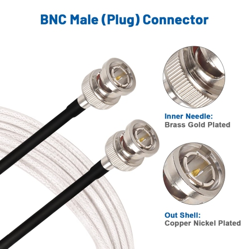 SDI Cable 2ft, Thin 3G/6G HD-SDI Cable, 75 Ohm RG179 BNC Coaxial Cable for Surveillance Camera System