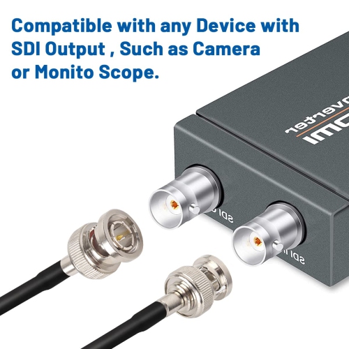 SDI Cable 2ft, Thin 3G/6G HD-SDI Cable, 75 Ohm RG179 BNC Coaxial Cable for Surveillance Camera System