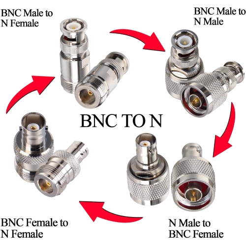 Adaptateur N à BNC connecteur coaxial type N à BNC pour antennes de câble de rallonge N mâle/femelle à BNC mâle/femelle
