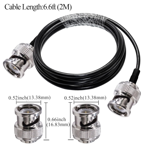 BNC Extension Cable RG58 BNC Male to BNC Male Jumper Low Loss 50 ohm CB Radio Coax Cable 6.6ft(2M) BNC WiFi