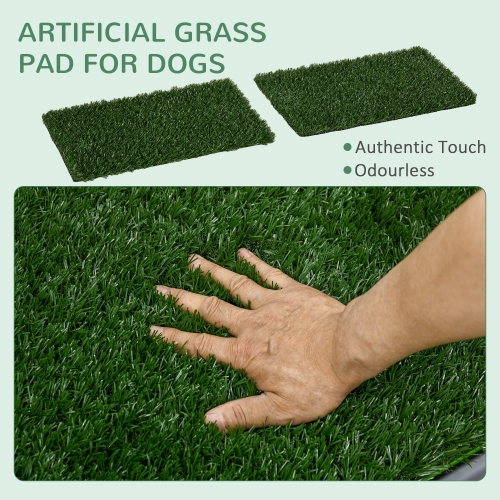 PawHut Grass Pee Pad for Dogs, 26" x 16" Artificial Grass with Tray for Dogs Potty Training Indoor Outdoor, 2 Packs, Green