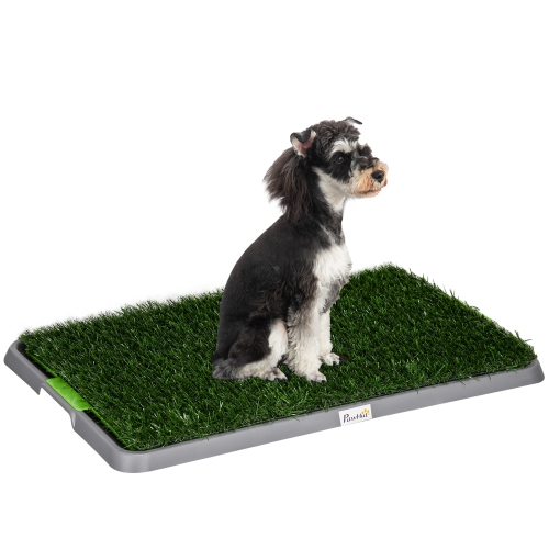 PawHut Grass Pee Pad for Dogs 26 x 16 Artificial Grass with Tray for Dogs Potty Training Indoor Outdoor Green