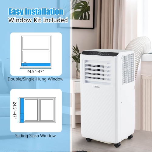 Costway 6500 BTU(10000 BTU ASHRAE) Portable Air Conditioner 3 -in-1 Air Cooler Dehumidifier Fan 24H Timer