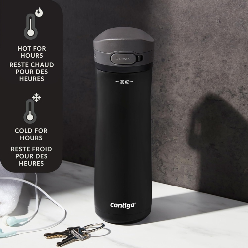 Contigo - bouteille d'eau isotherme en acier inoxydable, couvercle antifuite, sans BPA, capacité 591 ml