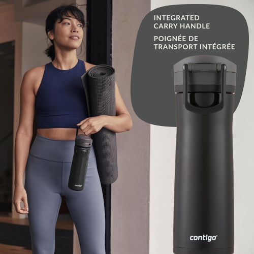 Contigo - bouteille d'eau isotherme en acier inoxydable, couvercle antifuite, sans BPA, capacité 591 ml