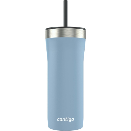 Contigo – gobelet isotherme en acier inoxydable avec couvercle antifuite et paille, capacité 946&nbsp;ml, bleu