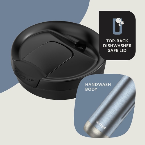 Contigo - tasse de voyage en acier inoxydable, isolée, système SnapSeal, capacité 20&nbsp;oz, bleu