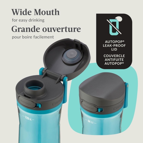 Contigo - bouteille d'eau avec couvercle antifuite et verrouillable, sans BPA, capacité 709 ml, aqua