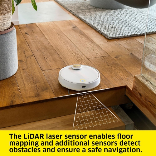 Kärcher - RCV 3 Robot Vacuum Cleaner with Mop Function 2500Pa- Remote Control via App, LiDar Laser Navigation - Floor Mapping, Obstacle Detection -