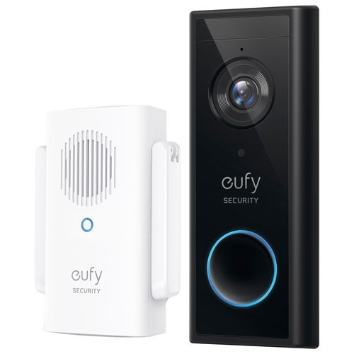 Refurbished - eufy Wi-Fi 2K Video Doorbell with Chime - Black/White