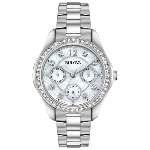 Bulova Multifunction 36mm Women's Analog Dress Watch-Silver/Mother of Pearl