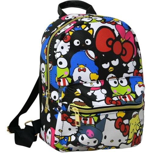 SANRIO HELLO KITTY  Hello Kitty With Bows All Over Print 10" Mini Deluxe Backpack With 1 Front Pocket Leather