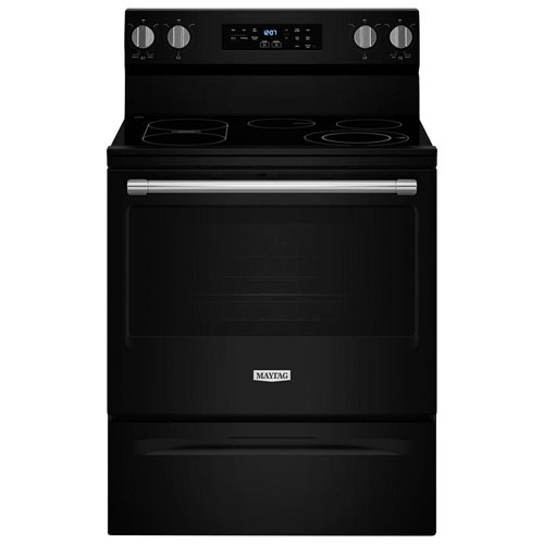 Cuisinière électrique autonome à 5 éléments avec four autonettoyant et friture à l'air chaud 5,3 pi³ 30 po de Maytag - Noir