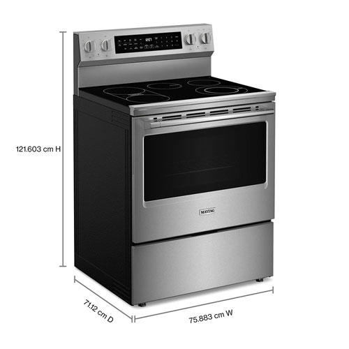 Cuisinière électrique à 5 éléments avec convection véritable et friture à l'air chaud 5,3 pi³ 30 po de Maytag - Acier inoxydable