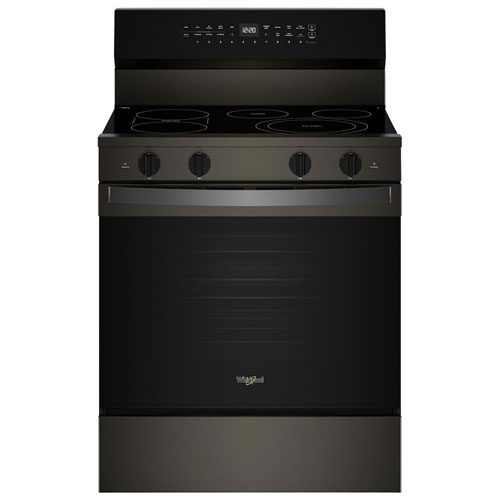 Whirlpool 30" 5.3 Cu. Ft. True Convection 5-Element Electric Range - Black-on-Stainless